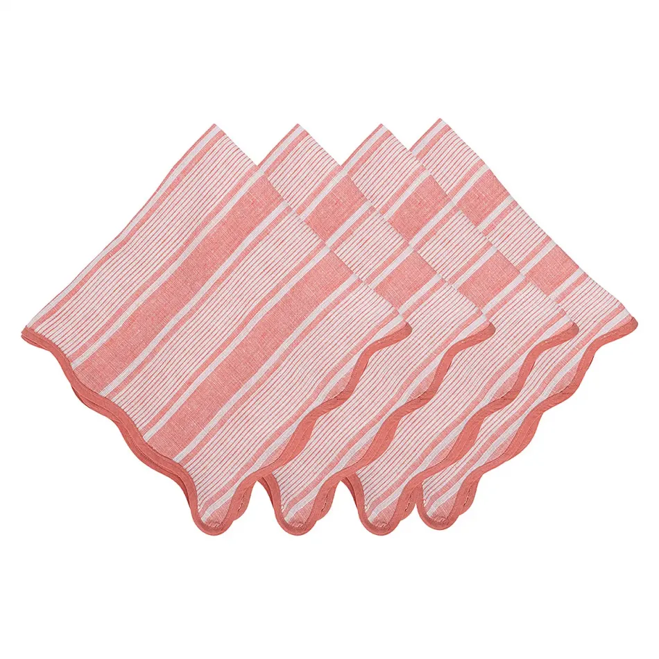 Cabana Stripe Napkin Set of 4 - Coral