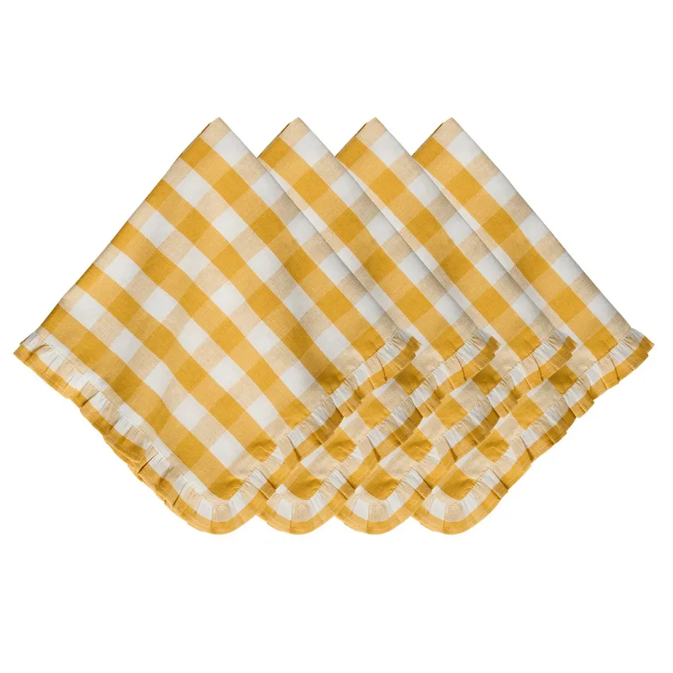 Gingham Ruffle Sunshine Napkin Set of 4