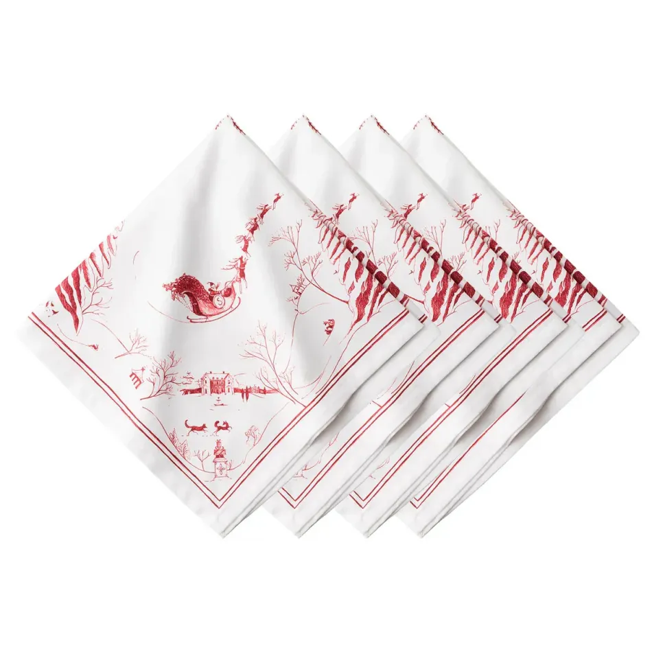 Country Estate Winter Frolic Ruby Napkin Set of 4