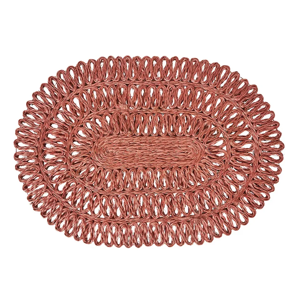 Straw Loop Oval Placemat - Coral