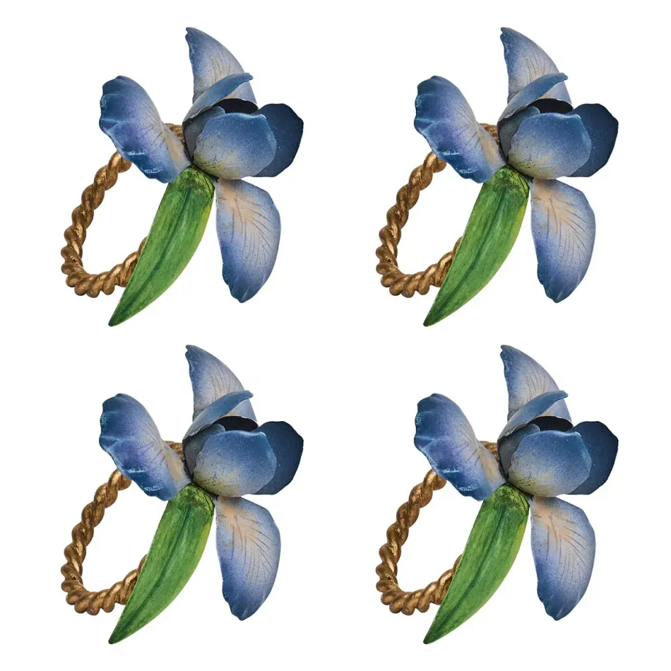 Meadow Walk Iris Chambray Napkin Ring Set of 4