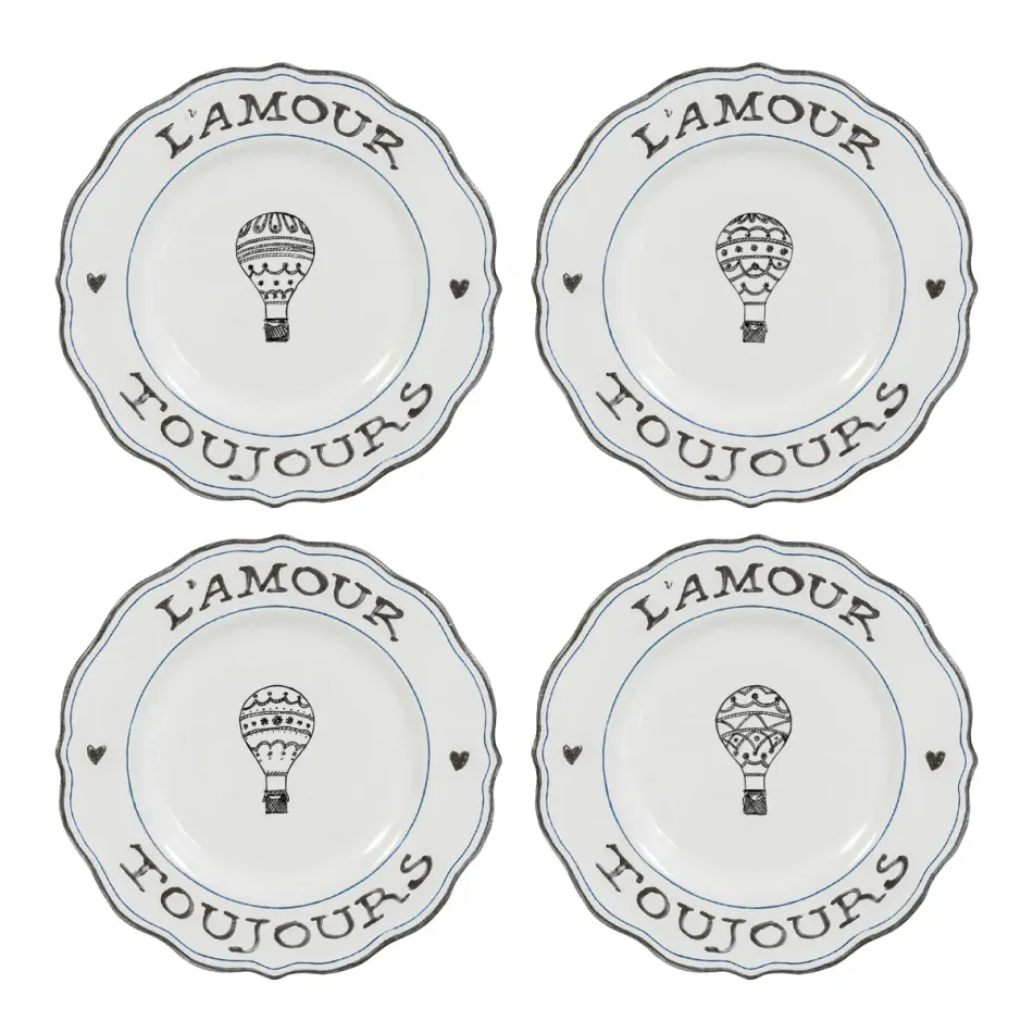 L'Amour Toujours Dessert/Salad Plate Assorted Set of 4