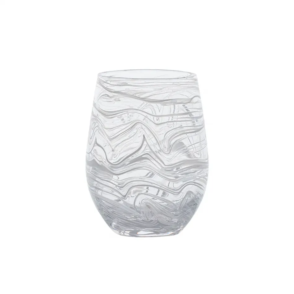 Puro Marbled Stemless Wine Glass White