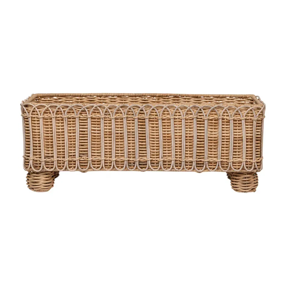 Provence Rattan Rectangular Planter Whitewash