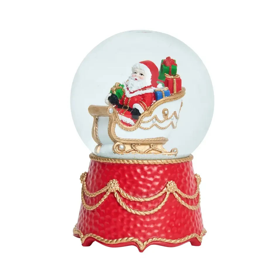 Berry & Thread North Pole Santa in Sleigh Snow Globe