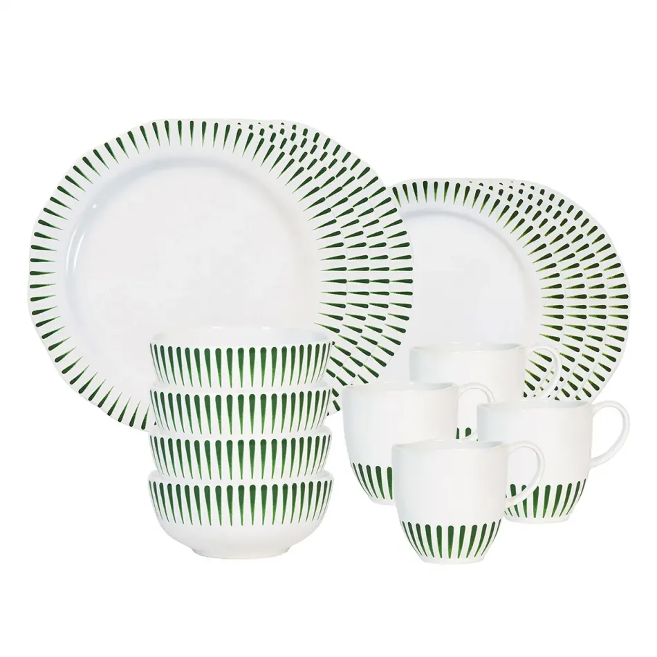 Sitio Stripe 16 pc Place Setting Basil