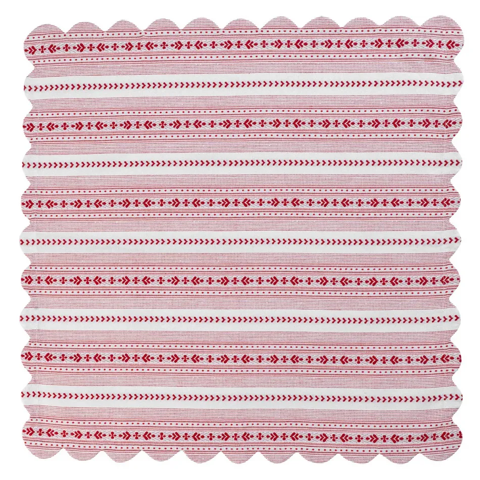 Villa Stripe 52" Square Tablecloth Ruby