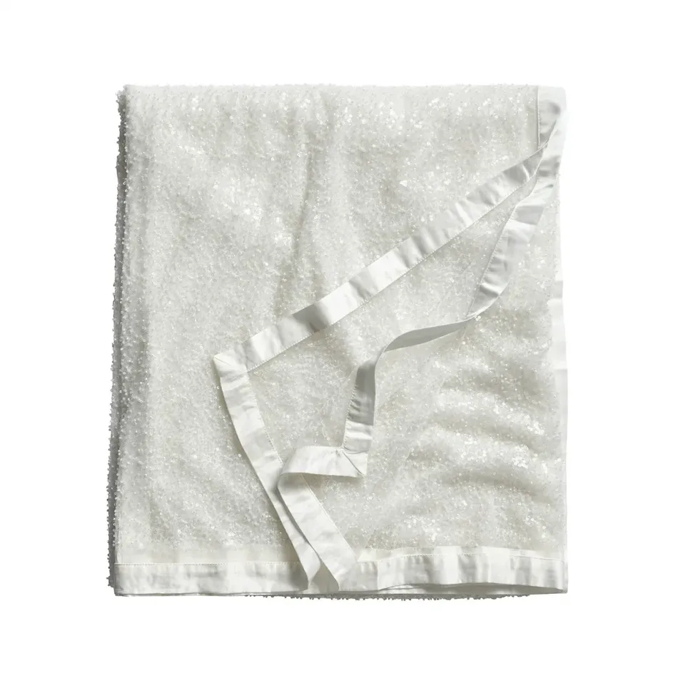 Beaded White Tablecloth 60" x 130"