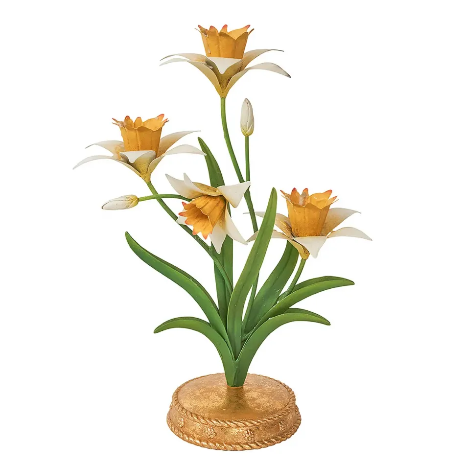 Meadow Walk Daffodil 14" Centerpiece Candelabra - Yellow