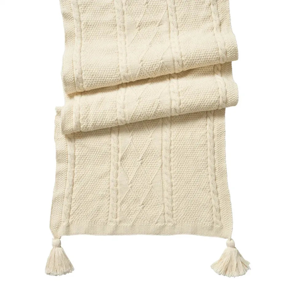 Berry & Thread Ivory Cable Knit Table Runner 18" x 108"