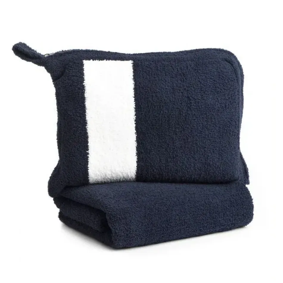 Throw Mini in Pouch Striped Navy/White 32" x 48"