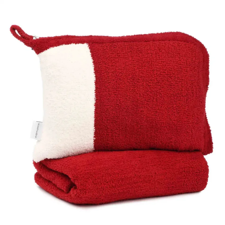 Throw Mini in Pouch Striped Ruby Red/Crème 32" x 48"