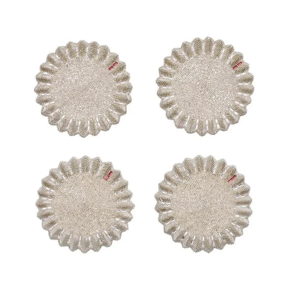 Etoile Set of 4 Silver/Crystal Coasters