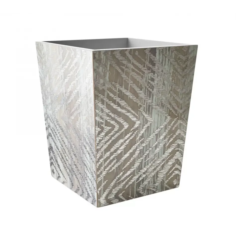 Zebra Gray/Silver Waste Basket