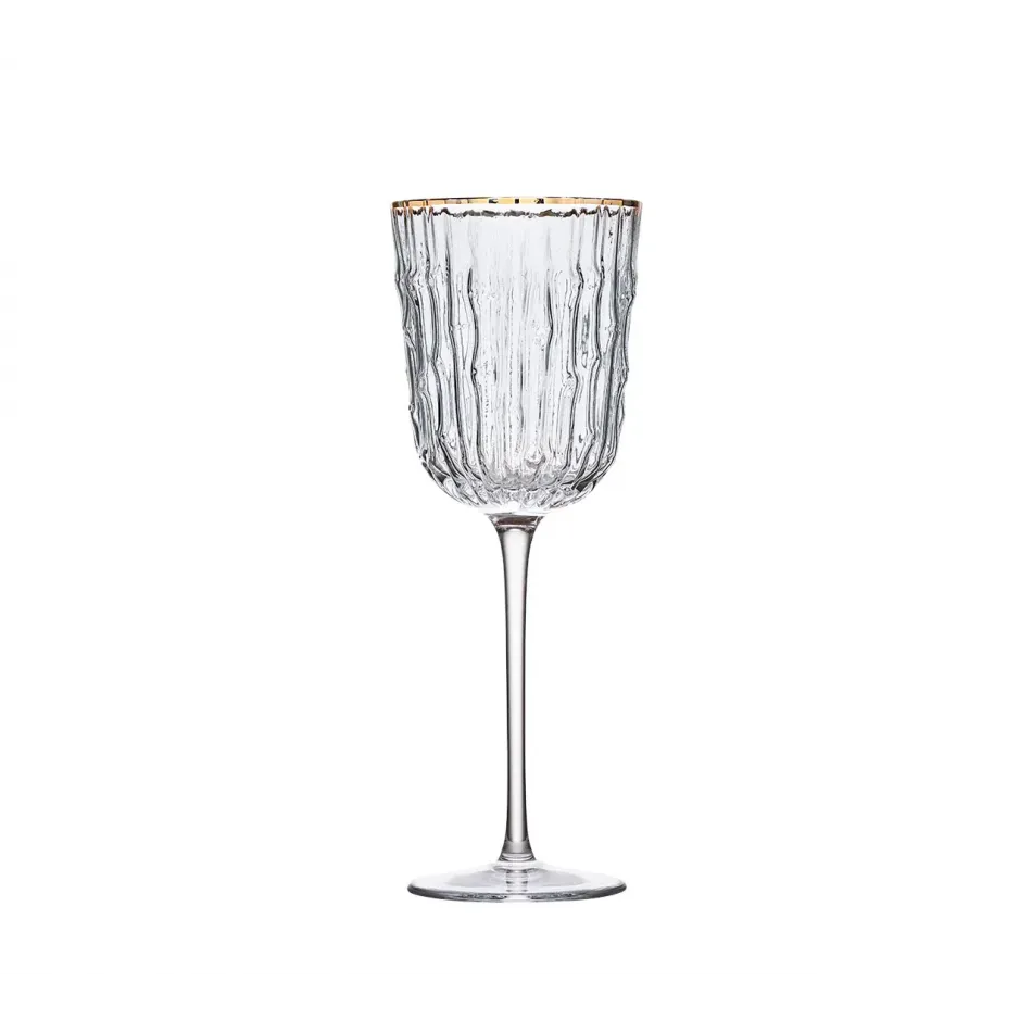 Bamboo Clear & Gold Wine Glass Set of 4