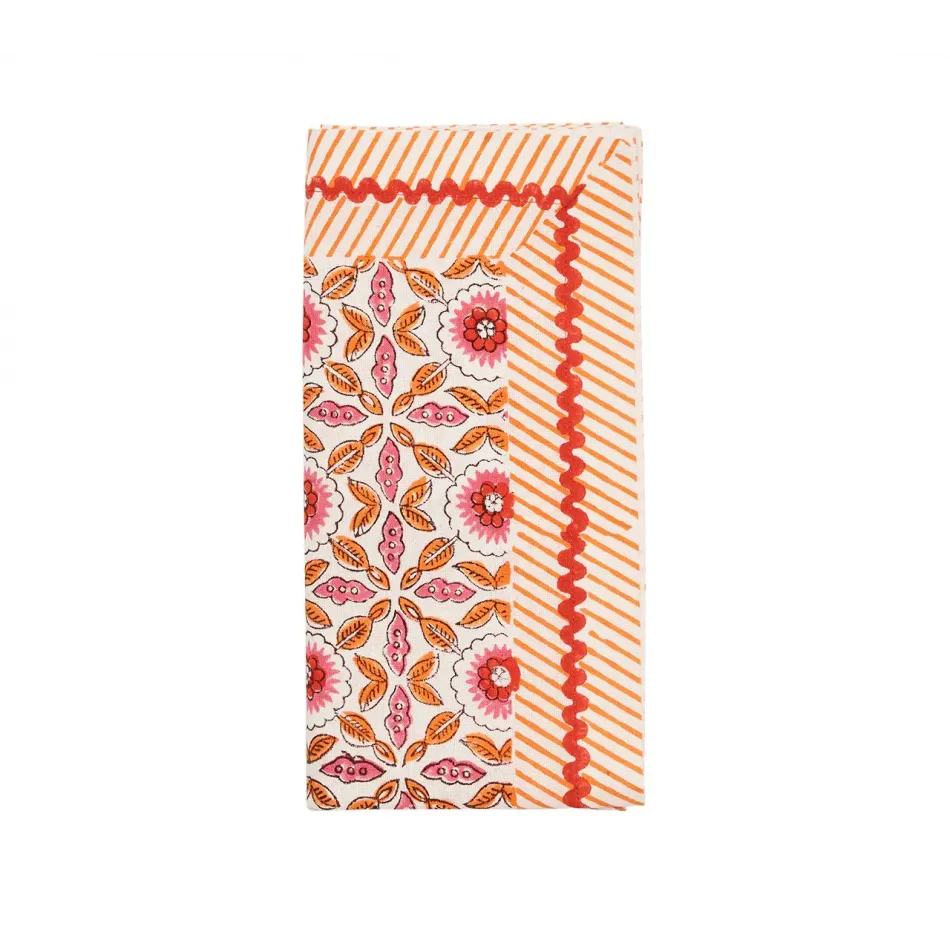 Majorelle White, Pink & Orange Napkin Set of 4