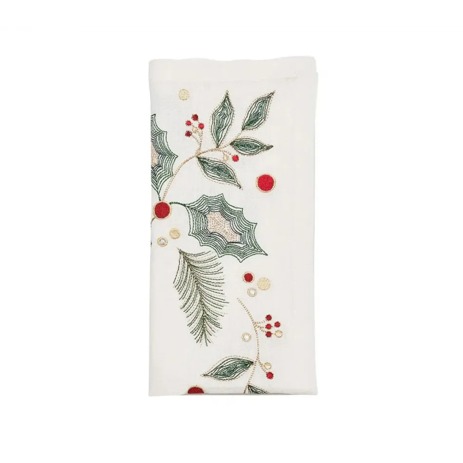 Holly And Sprig White/Red/Green Napkin