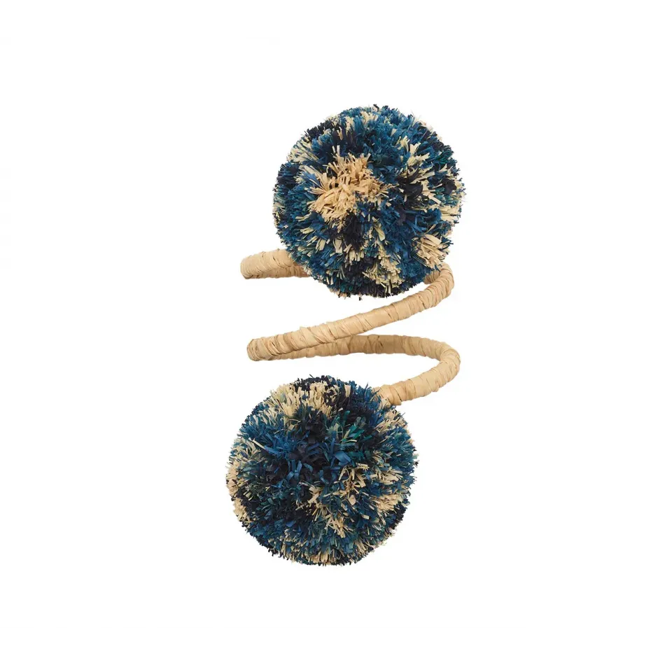 Casbah Natural & Blue Napkin Ring Set of 4