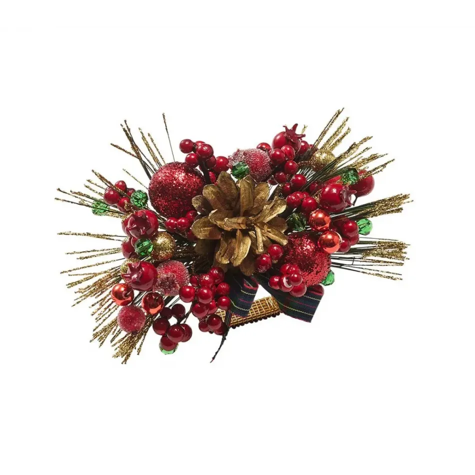 Holly And Sprig Red/Green/Gold Napkin Ring