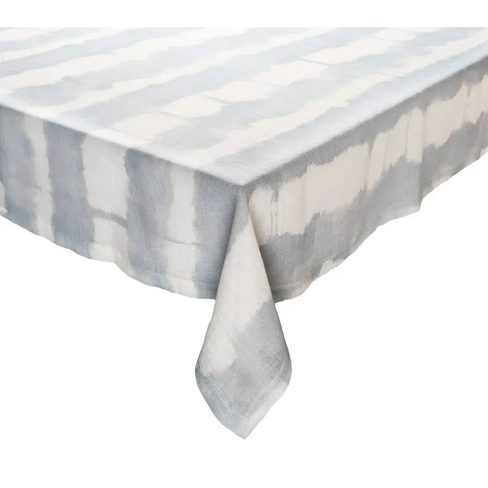 Watercolor Stripe 54" x 100" White/Blue/Gray Tablecloth