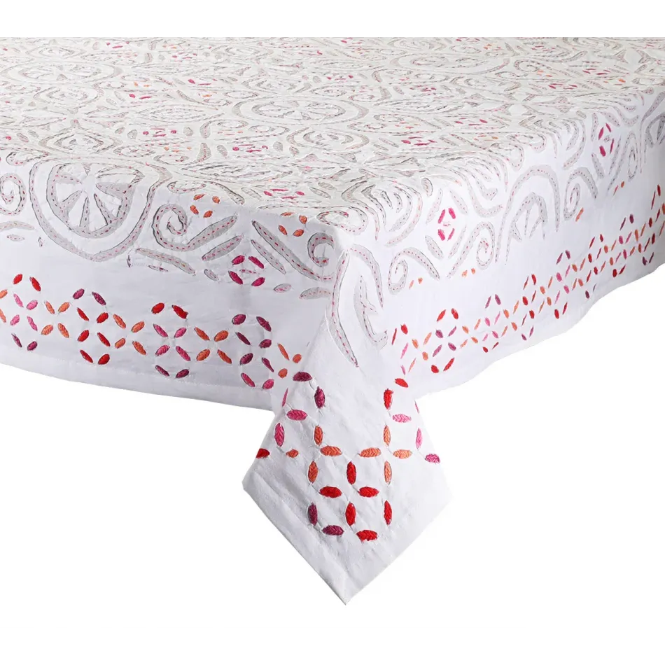 Malta White, Pink & Orange Tablecloth