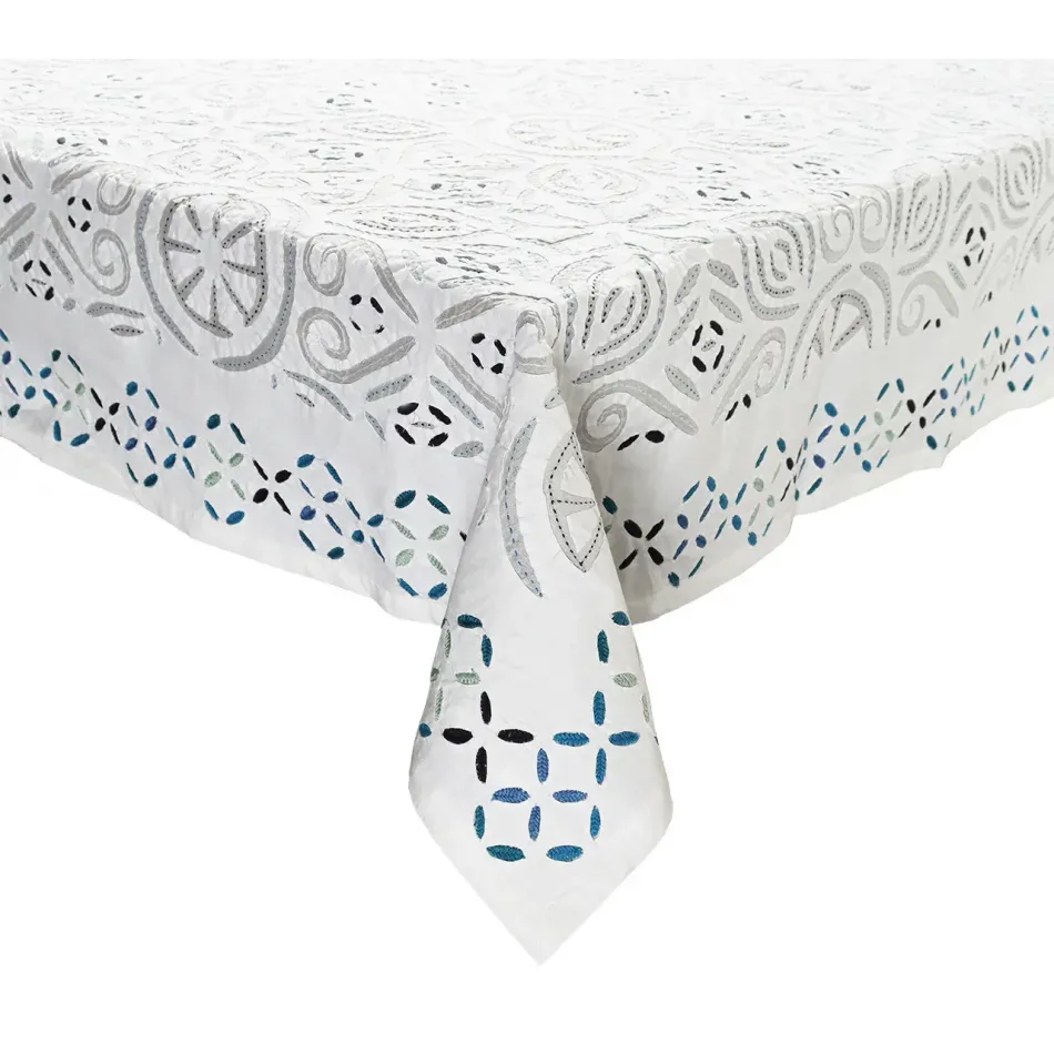 Malta White & Blue Tablecloth