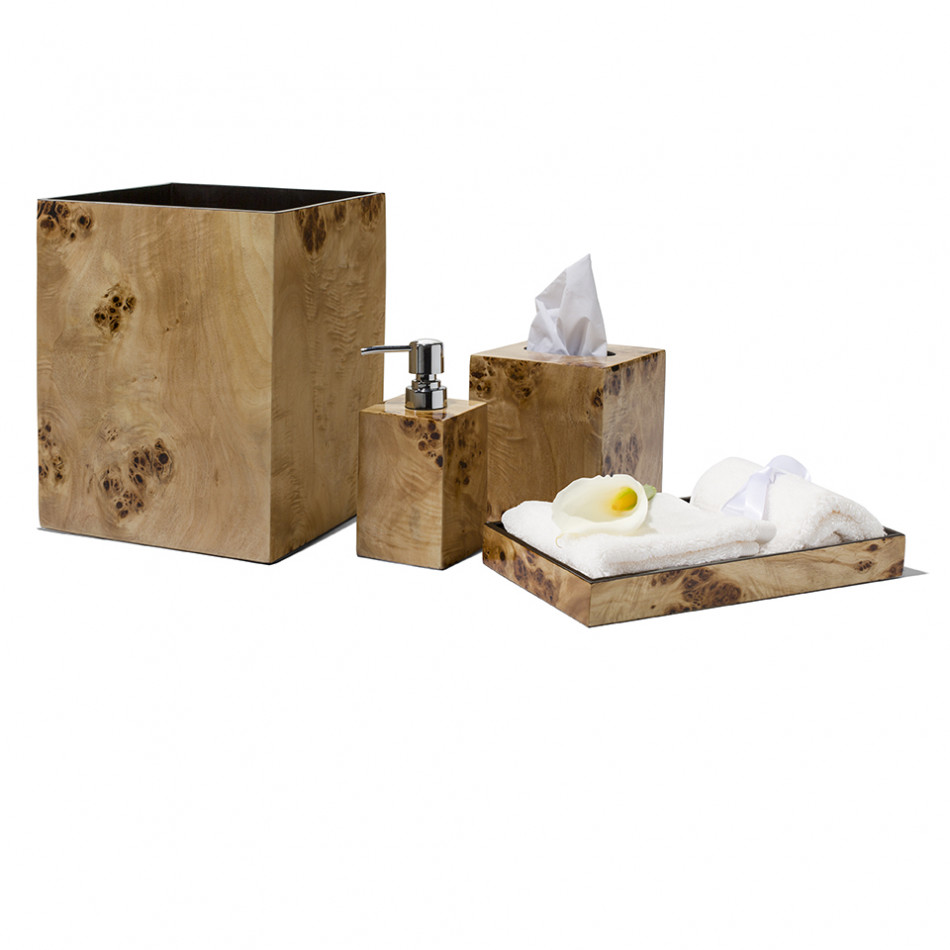 Burl Veneer Bath Accessories