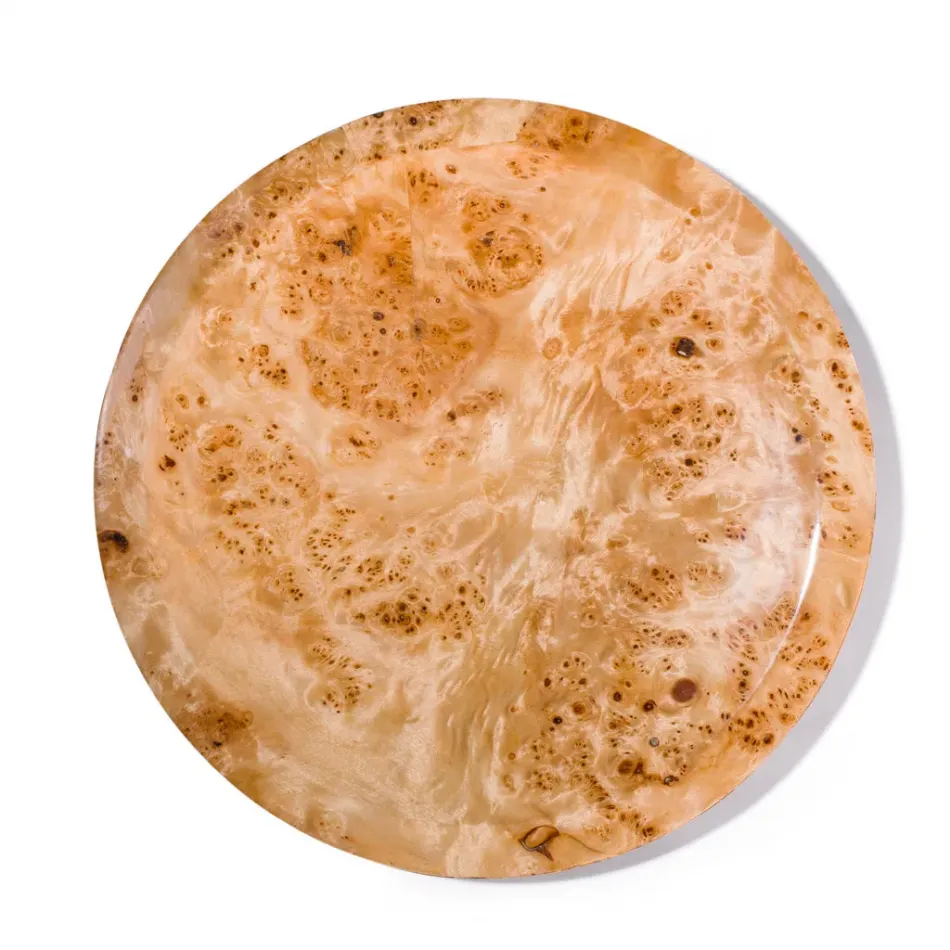 Burl Veneer Round Centerpiece 16" X 2"