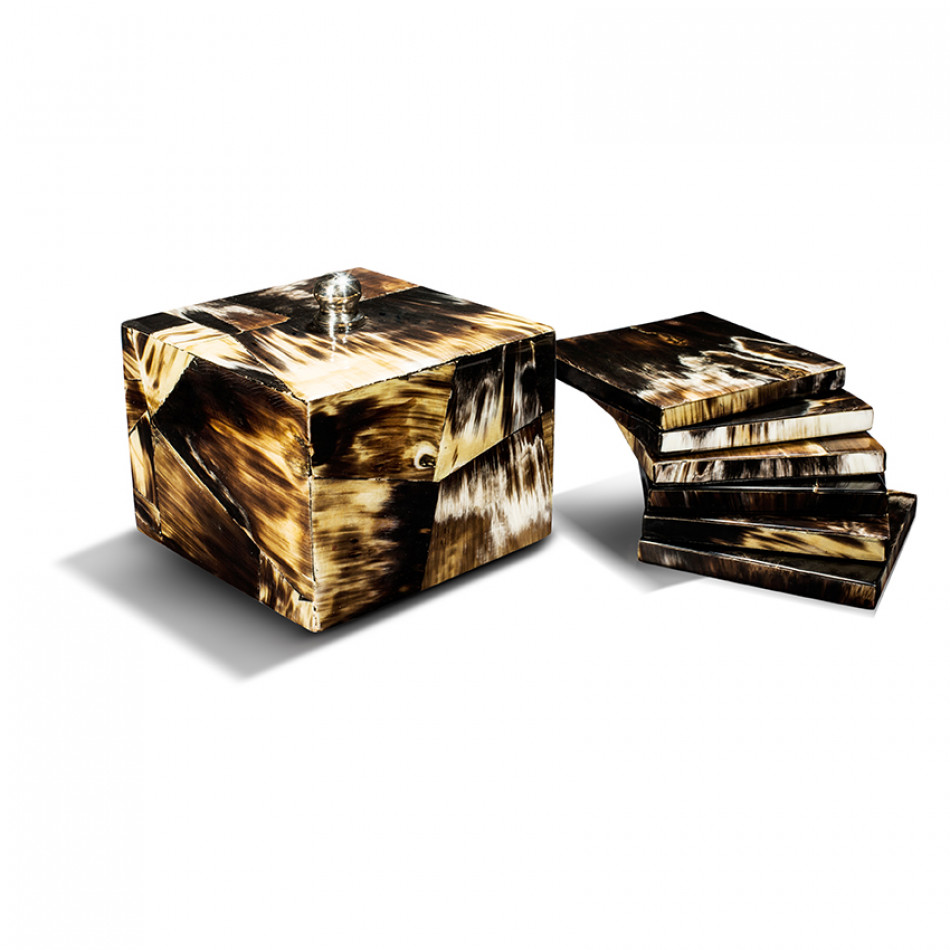 Horn Luxe Box Set Coaster Set 6.1'' X 6.1'' X 5.7''