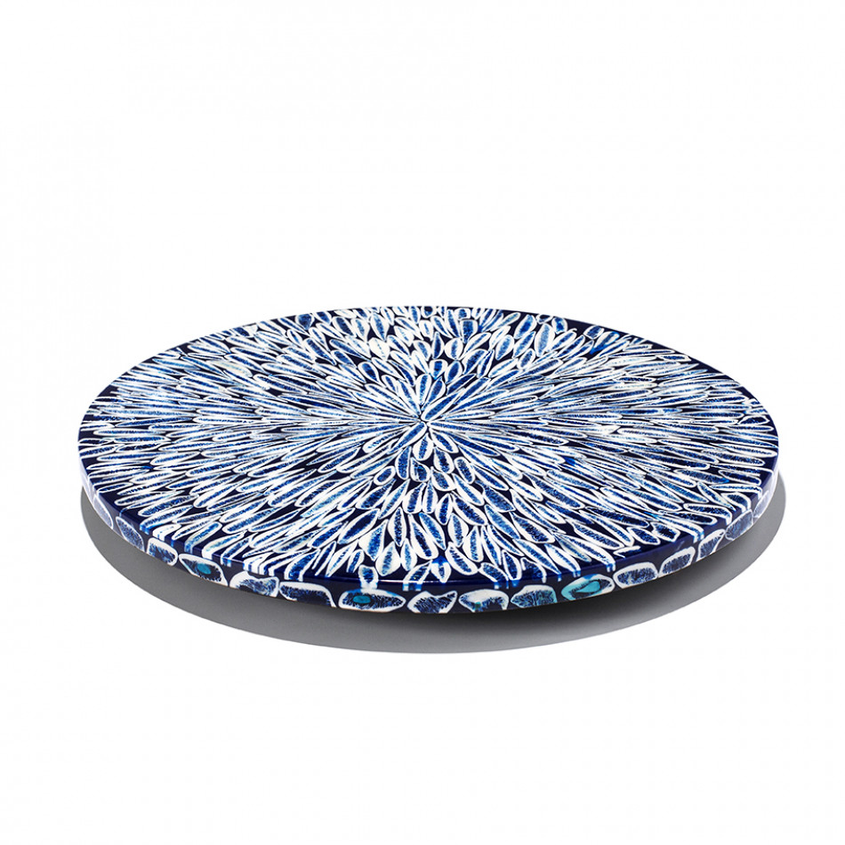 Blue Almendro Revolving Tray 15.7" X 1.5"