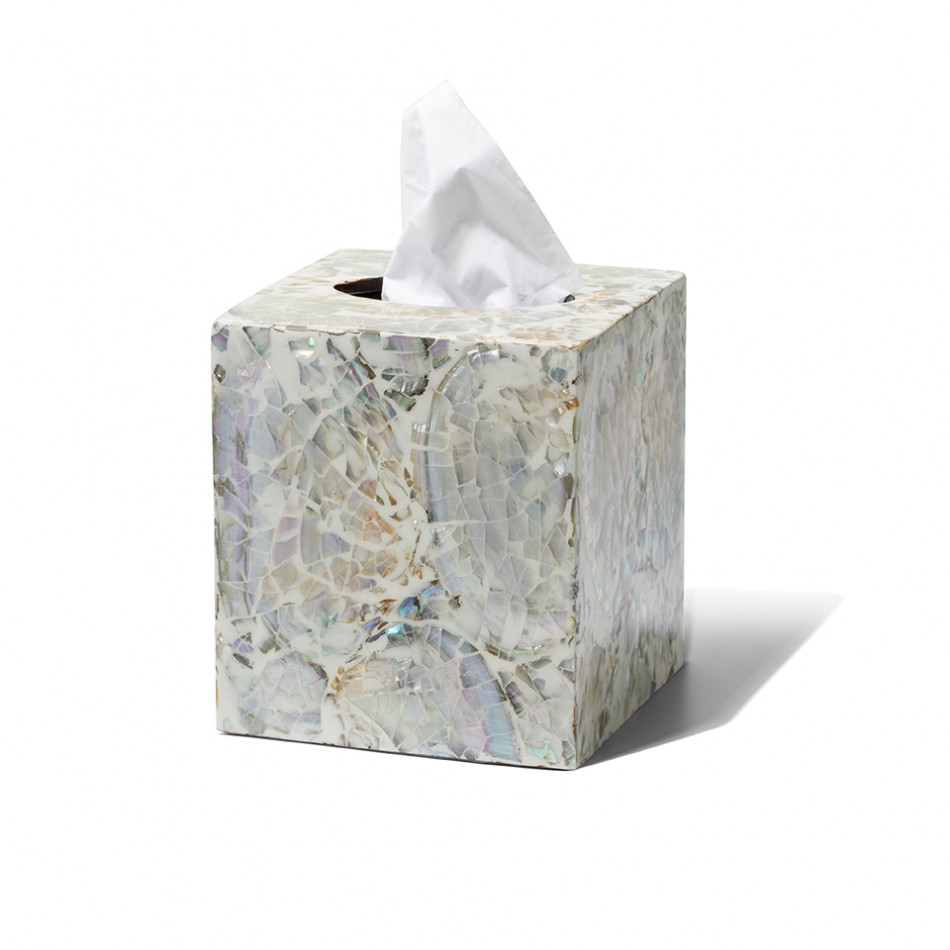 Mother of Pearl Natural Tissue Box 5.9" x 5.9" x 6.0"