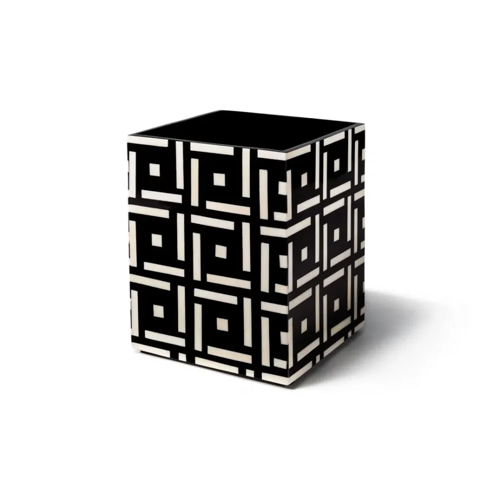 Bone Domino Black Wastebasket 8.7" x 8.7" x 11"