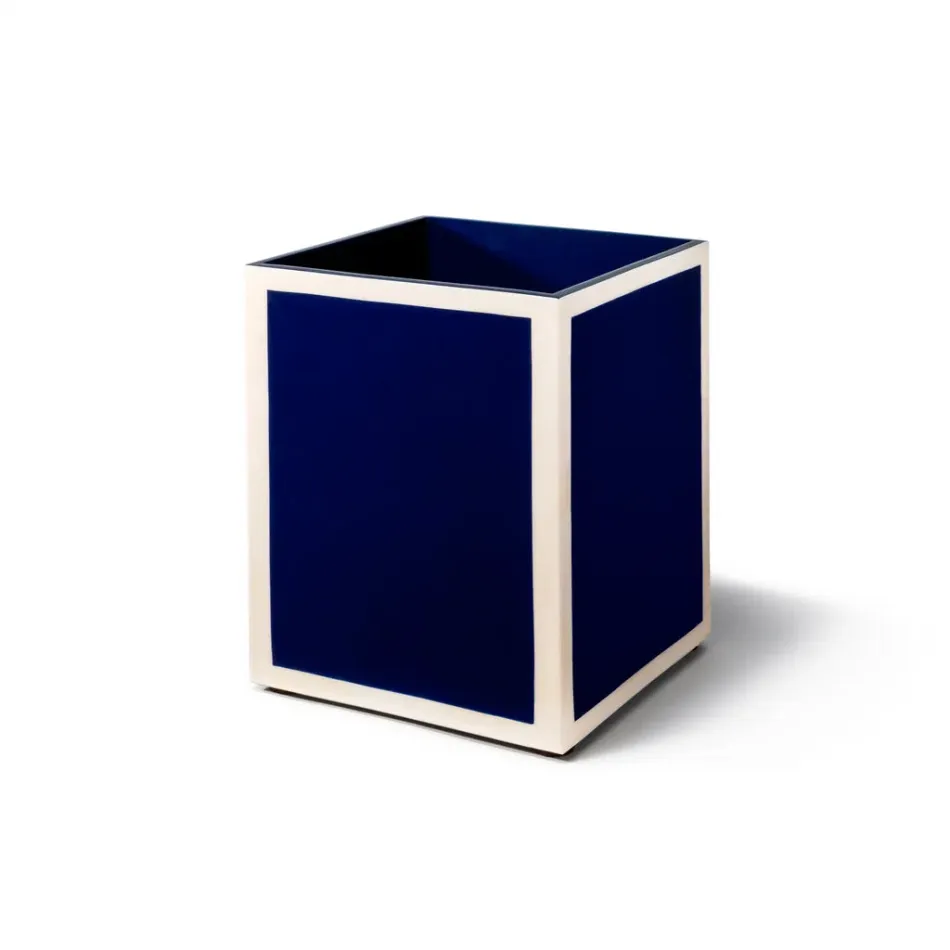 Ink Blue & Bone Wastebasket 8.7" x 8.7" x 11"