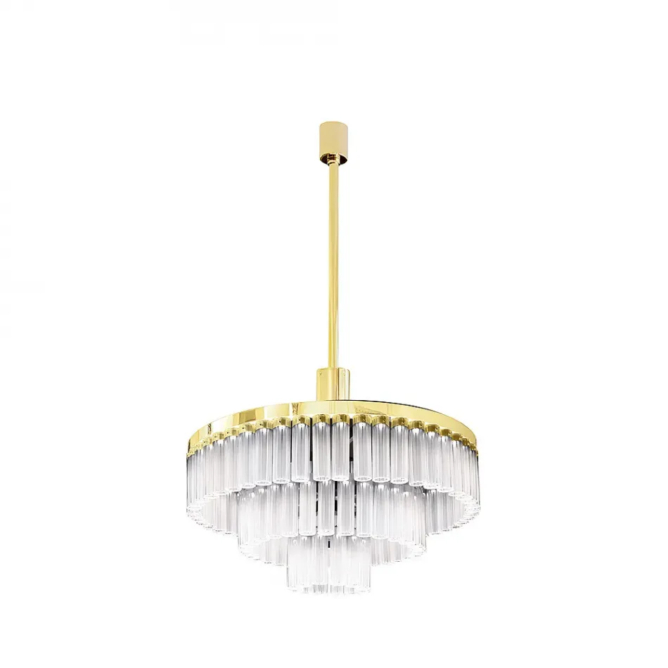 Orgue Chandelier, Clear Crystal, Gilded Finish