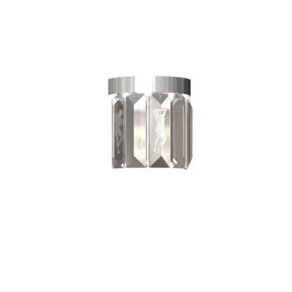 Serene 5 Prisms Wall Sconce, Circular - Clear Cristal, Nickel (Plated) Finish