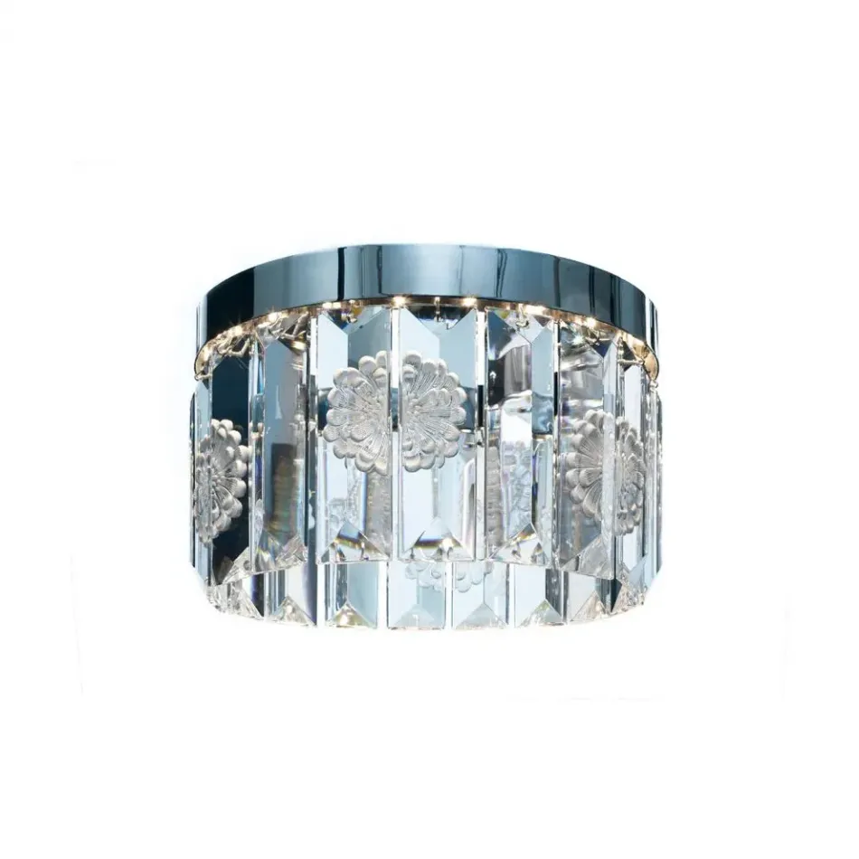 Serene 18 Prisms Chandelier, Circular - Clear Cristal, Nickel (Plated) Finish