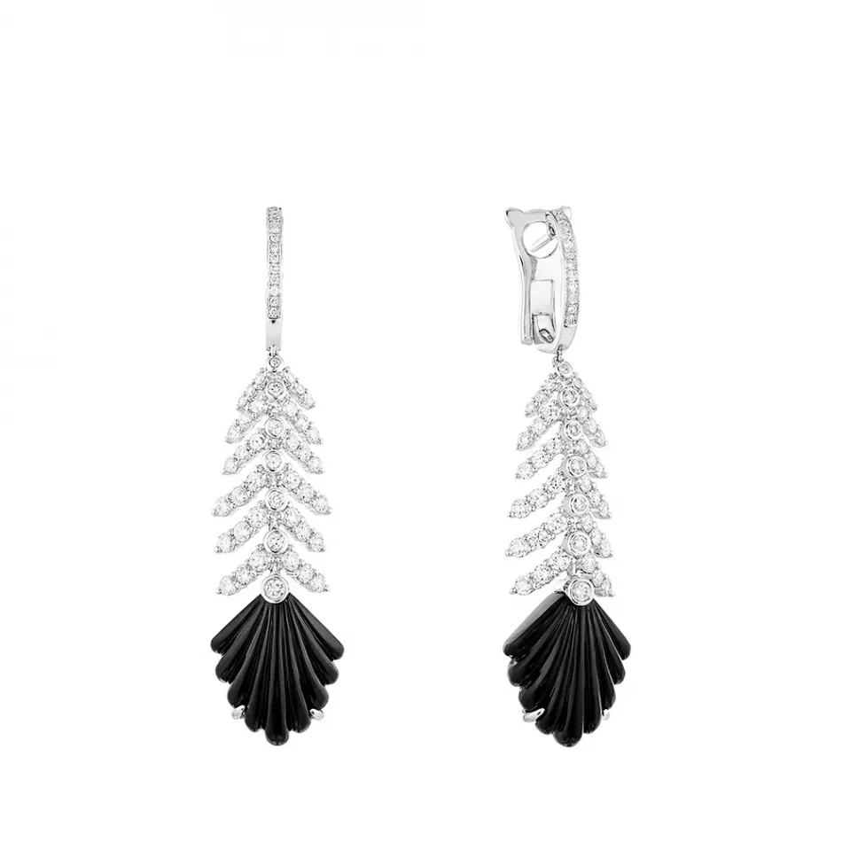 Adrienne Earrings, White Gold, Onyx, Diamonds (Special Order)