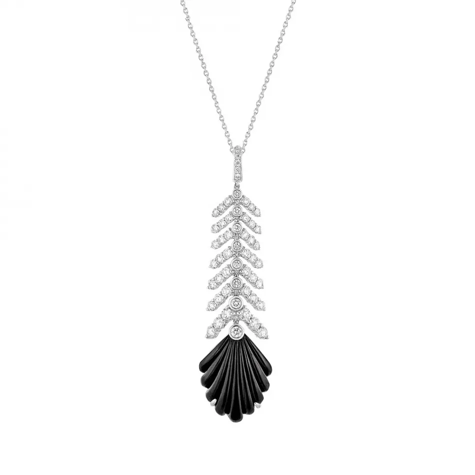 Adrienne Pendant, White Gold, Onyx, Diamonds (Special Order)