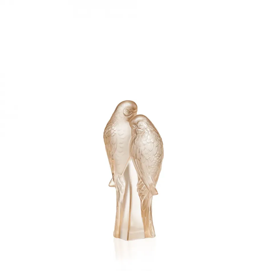 Two Parakeets Sculpture Gold Luster