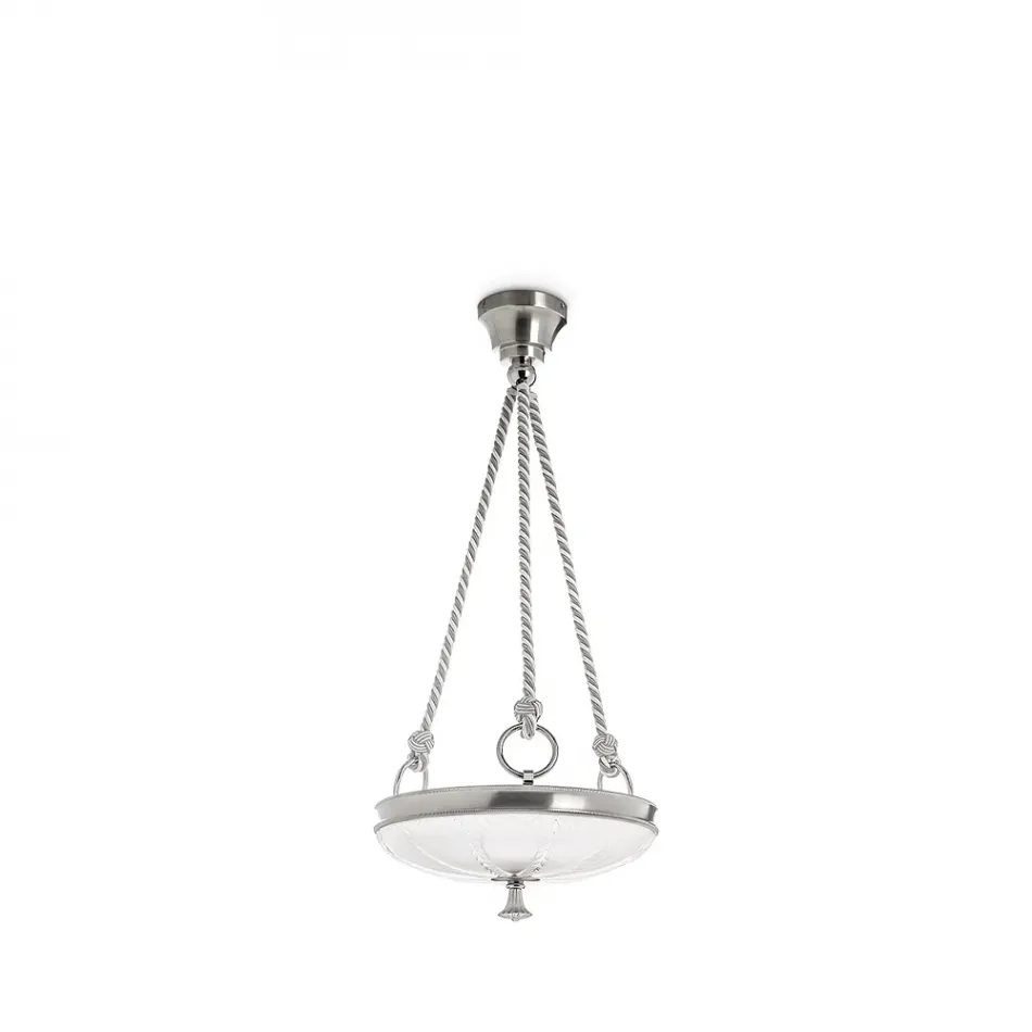 Ginkgo Ceiling Small Lamp, Clear Crystal, Shiny And Brushed Nickel Finish