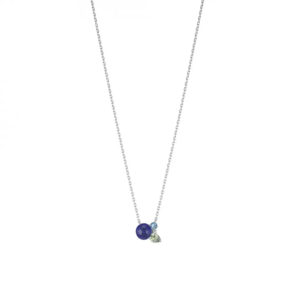 L'Oiseau Tonnerre Necklace, White Gold, Lapis Lazuli, Quartz, Topaz, Diamond (Special Order)