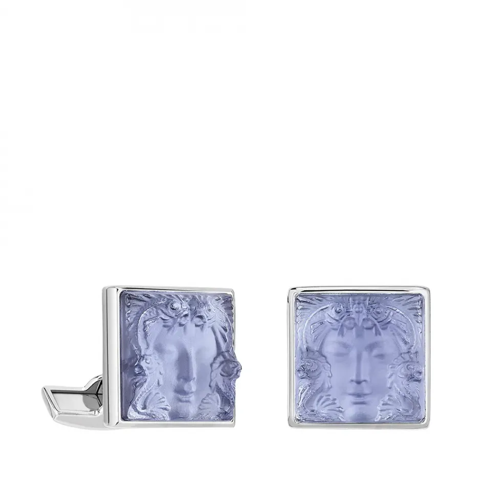 Arethuse Cufflinks Sapphire Blue Crystal, Palladium Finishing