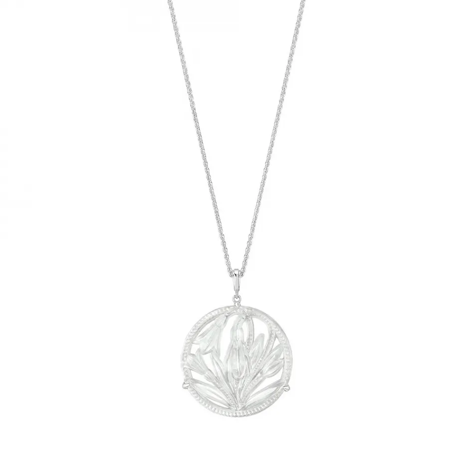 Fleur De Neige Pendant Clear Crystal, Silver, Large