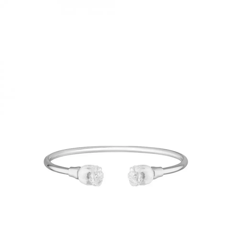 Muguet Flexible Bangle Clear Crystal, Silver, Small