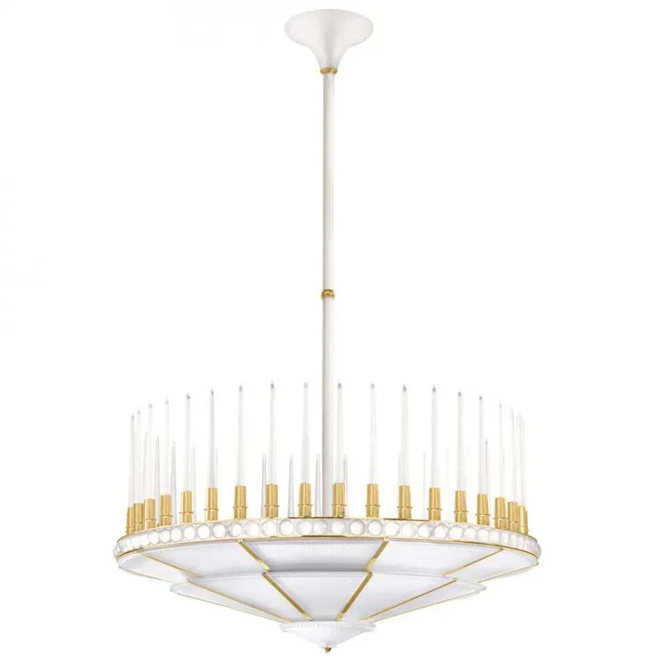 Perles Chandelier, Clear Crystal, Satin Gilded Finish, 1 Tier - Diam 1340 Mm