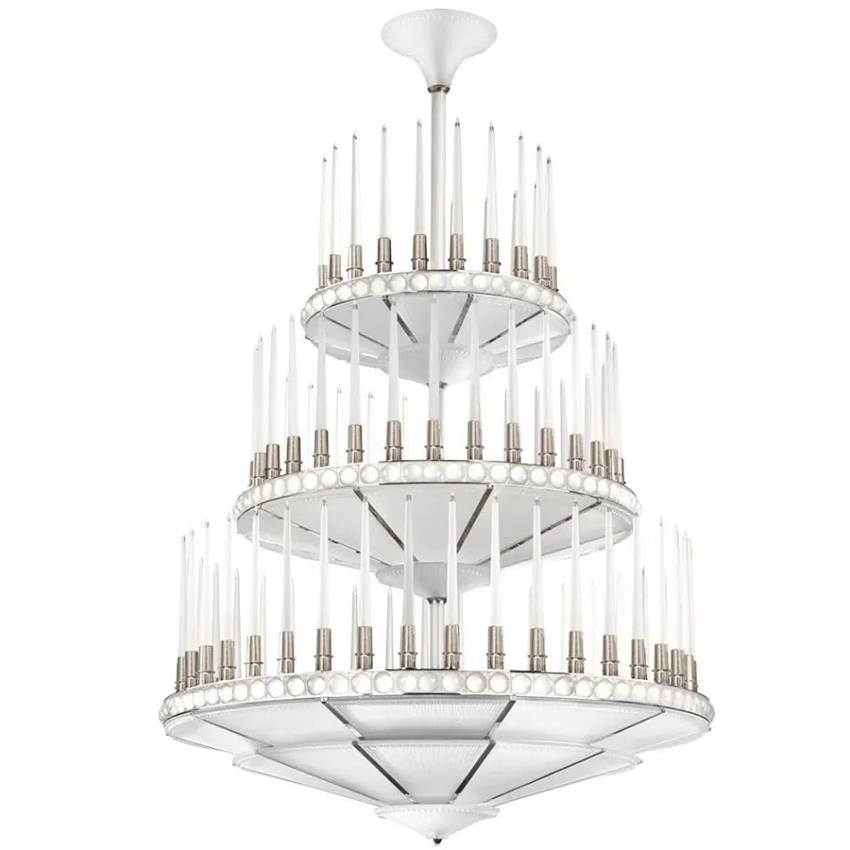 Perles Chandelier, Clear Crystal, Nickel Finish, 3 Tiers - Diam 1340 Mm