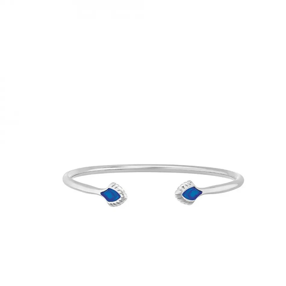 Paon Flexible Bangle Blue Crystal, Silver, Small