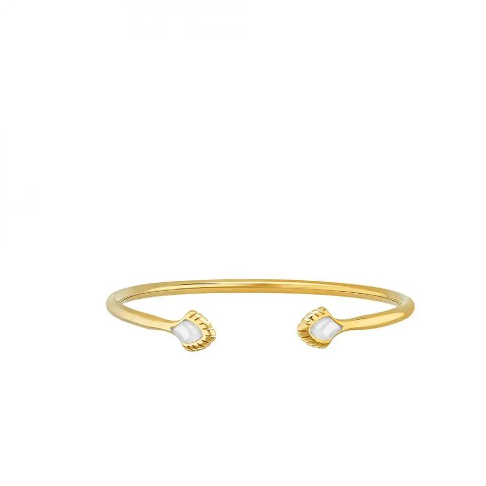 Paon Flexible Bangle White Pearly Clear Crystal, 18K Yellow Gold-Plated, Large