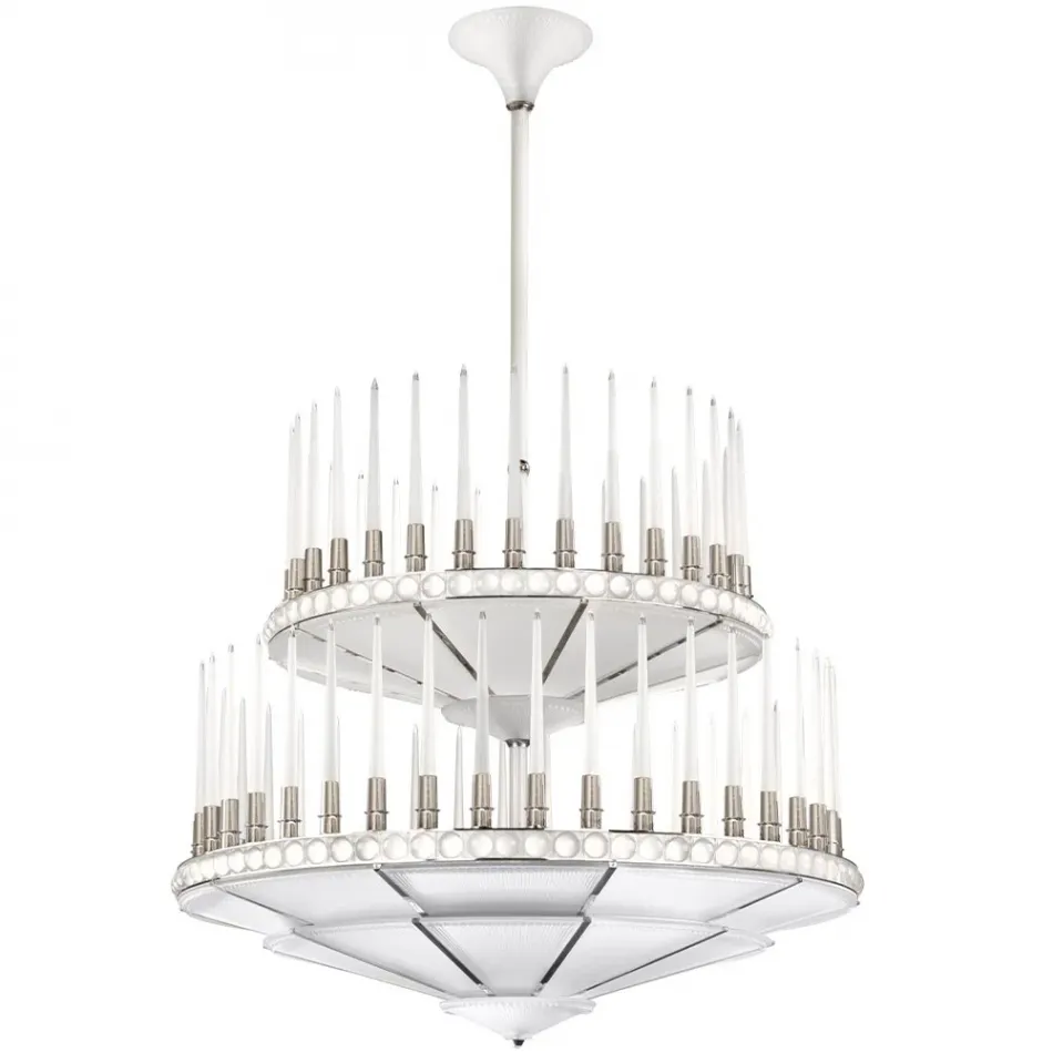 Perles Chandelier, Clear Crystal, Nickel Finish, 2 Tiers - Diam 1340 Mm