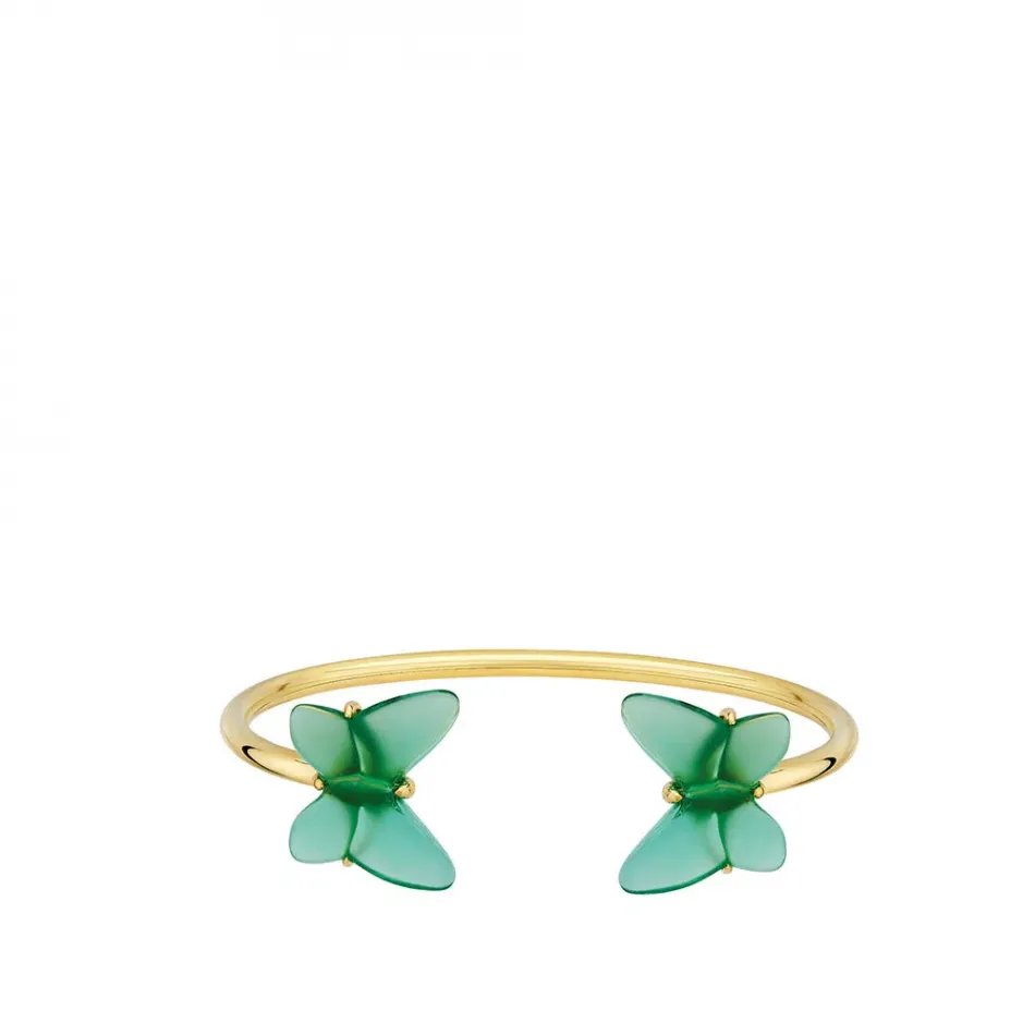 Papillon Flexible Bracelet, Green Crystal, 18K Yellow Gold-Plated, Small